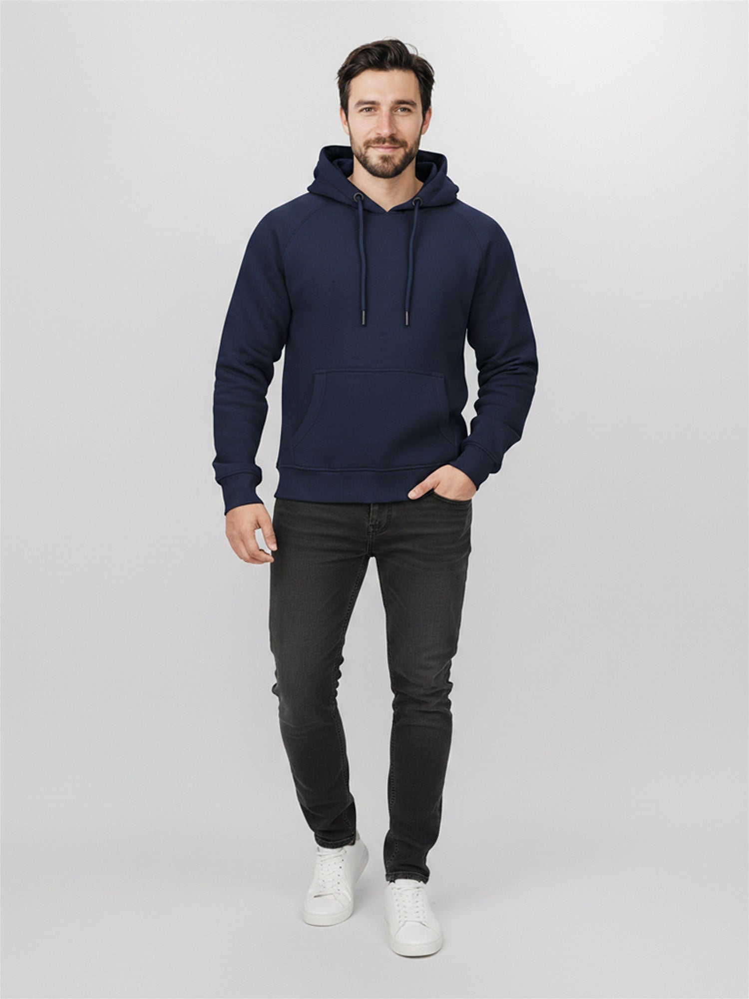 Navy: Hoodie aus Bio-Baumwolle mit Raglan-Arm für Herren [27831]