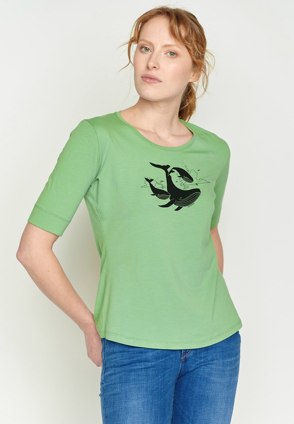 Mermaid Green: Sportliches T-Shirt aus Bio-Baumwoll Mix für Damen [2620]