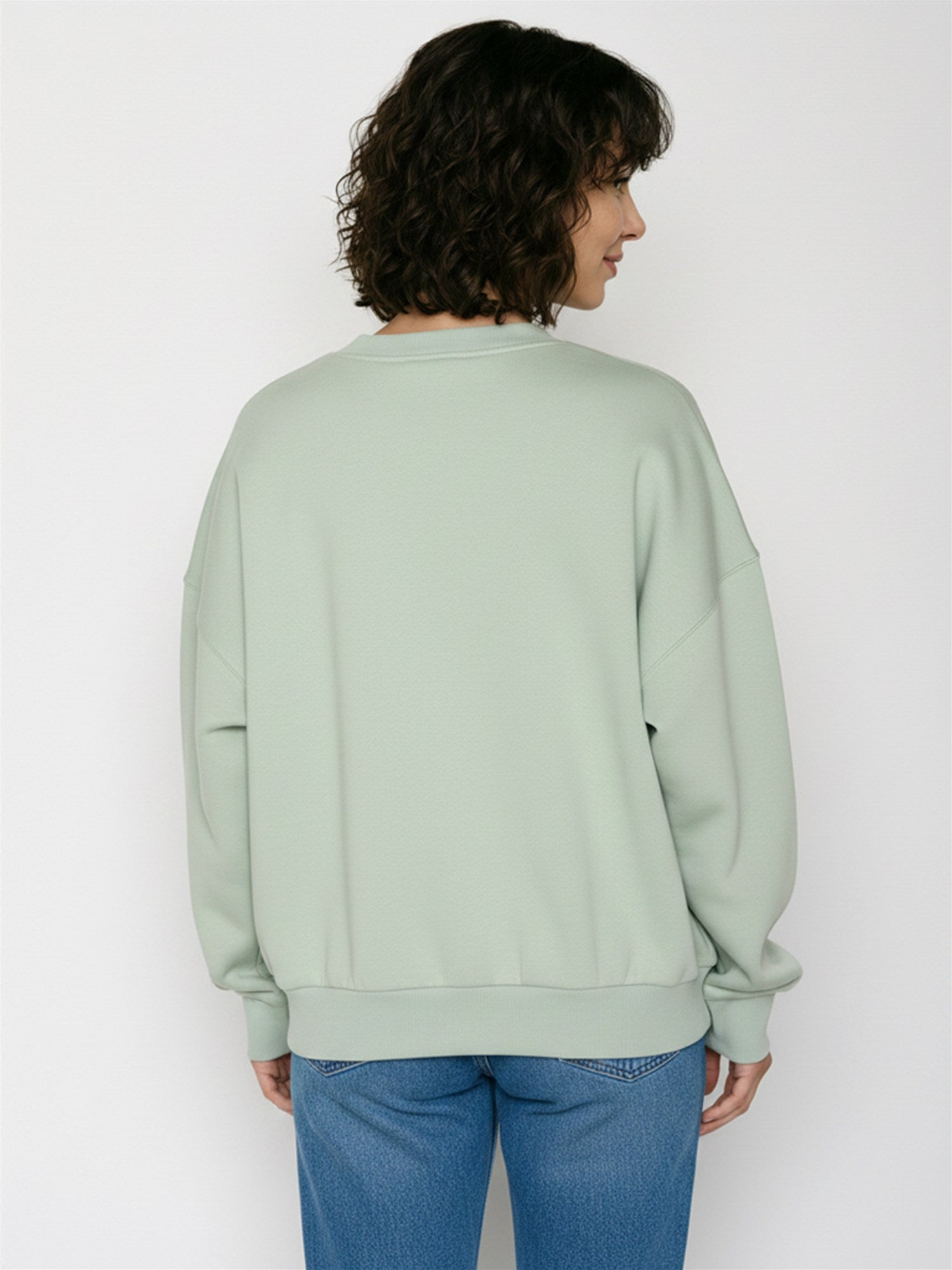 Muted Mint: Lässiges Sweatshirt aus Bio-Baumwolle für Damen [28719]