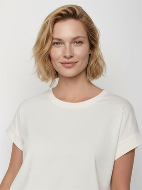 Moonstone: Sportliches T-Shirt aus Bio-Baumwolle mit Rollup Sleeve für Damen [28801]