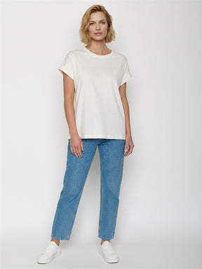 Moonstone: Sportliches T-Shirt aus Bio-Baumwolle mit Rollup Sleeve für Damen [28802]