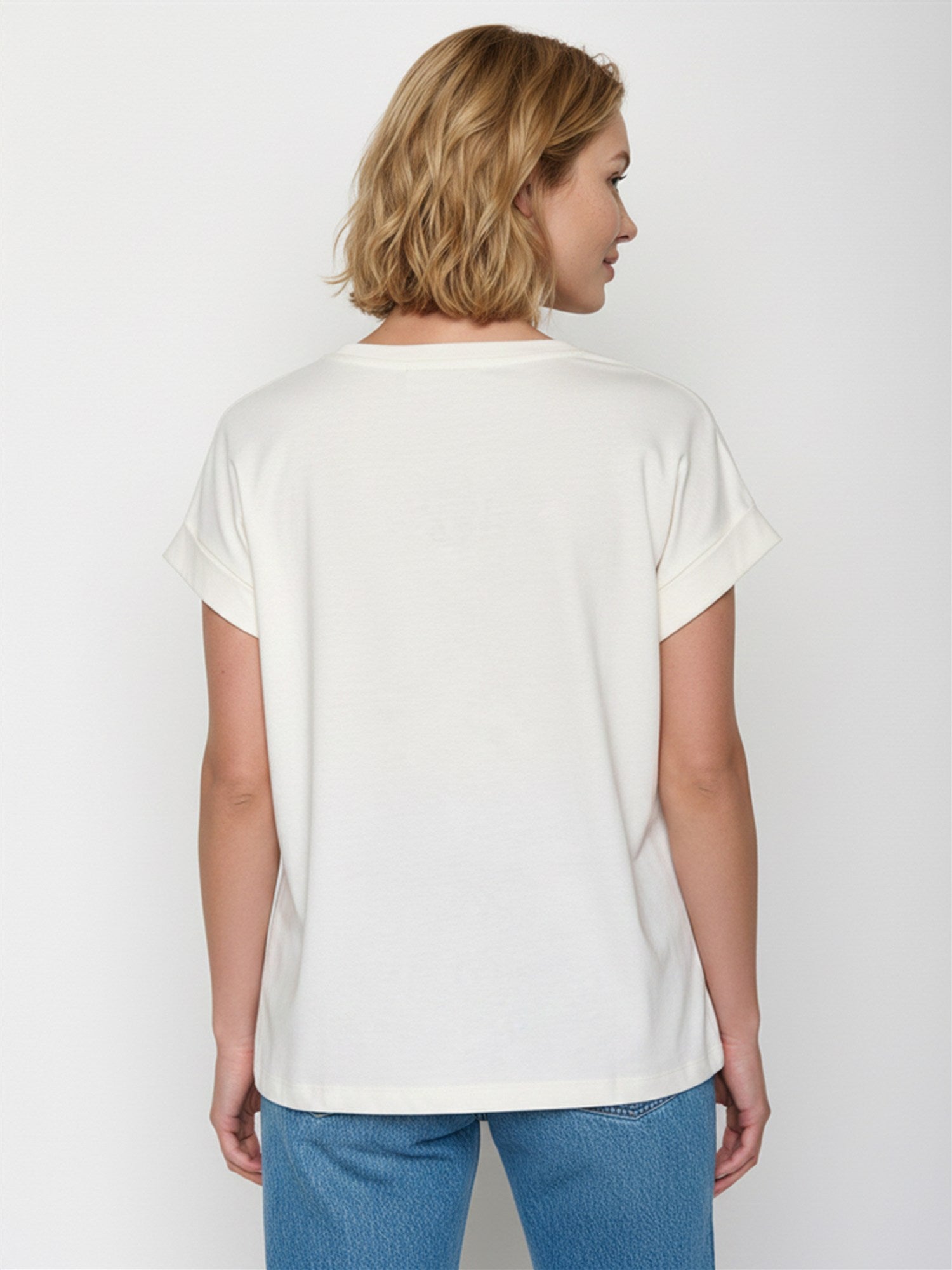 Moonstone: Sportliches T-Shirt aus Bio-Baumwolle mit Rollup Sleeve für Damen [28803]