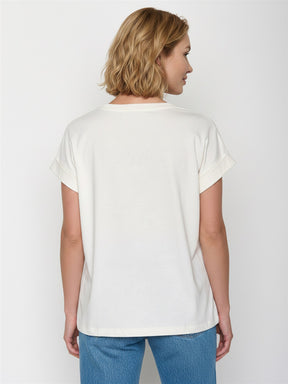 Moonstone: Sportliches T-Shirt aus Bio-Baumwolle mit Rollup Sleeve für Damen [28803]