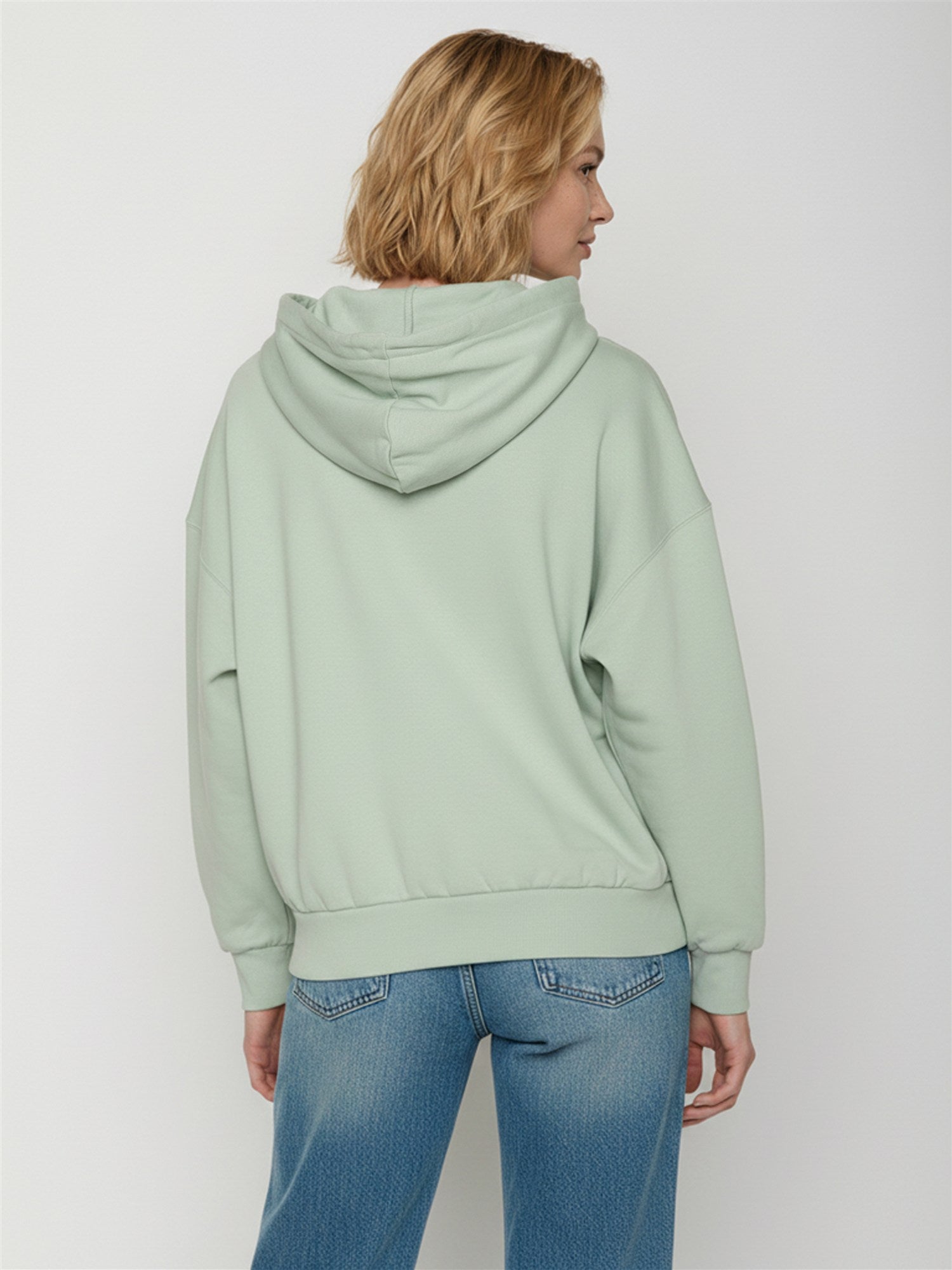 Muted Mint: Lässiger Hoodie aus Bio-Baumwolle für Damen [28837]