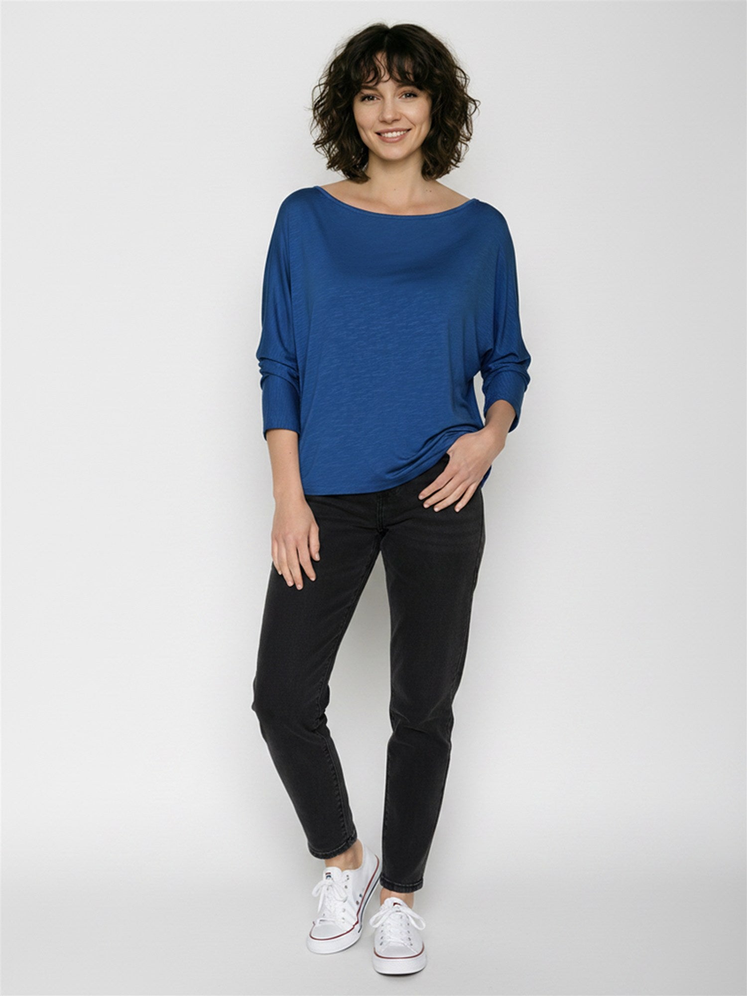 Electric Blue: Gemütliches Longsleeve aus Viskose (LENZING™ ECOVERO™) Mix für Damen [28888]
