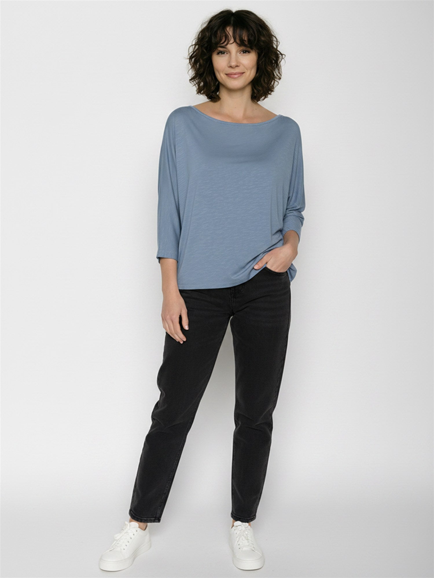 Coral Blue: Gemütliches Longsleeve aus Viskose (LENZING™ ECOVERO™) Mix für Damen [28893]