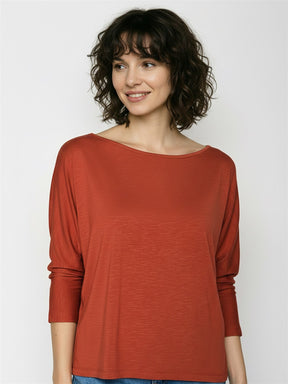 Sun Clay: Gemütliches Longsleeve aus Viskose (LENZING™ ECOVERO™) Mix für Damen [28902]