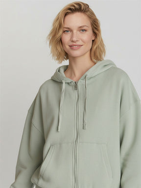 Muted Mint: Lässige Sweatjacke aus Bio-Baumwolle für Damen [28979]