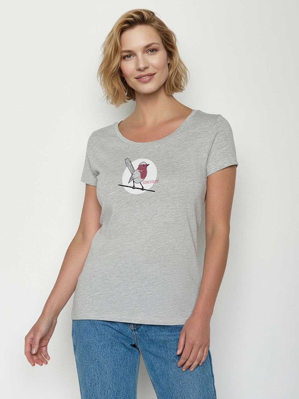 Heather Grey: Sportliches T-Shirt aus Bio-Baumwolle für Damen [30068]