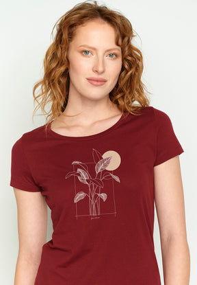 Burgundy: Lässiges T-Shirt aus Bio-Baumwolle für Damen [2983]