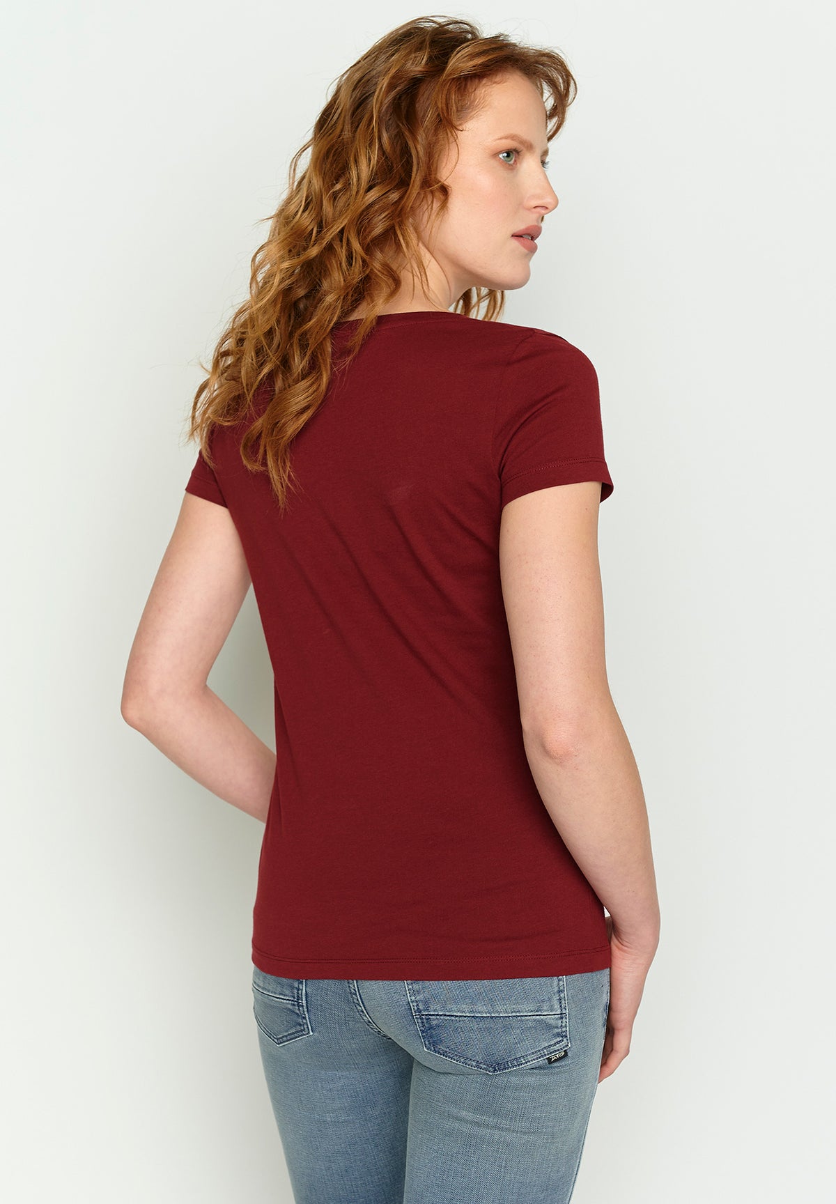 Burgundy: Lässiges T-Shirt aus Bio-Baumwolle für Damen [2984]