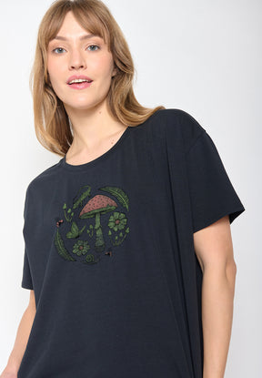 Schwarzer Lässiges T-Shirt aus Bio-Baumwoll Mix für Damen (4)