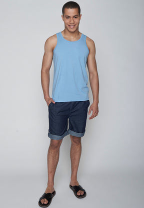 Blauer Sommerliches Tanktop aus Bio-Baumwolle für Herren (3)