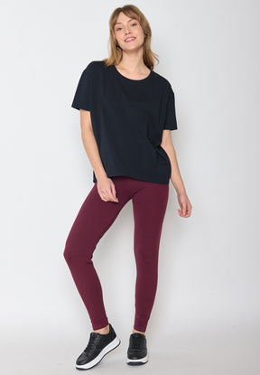 Schwarz:  Lässiges T-Shirt aus Bio-Baumwoll Mix für Damen [3019]