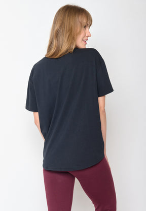 Schwarz:  Lässiges T-Shirt aus Bio-Baumwoll Mix für Damen [3020]