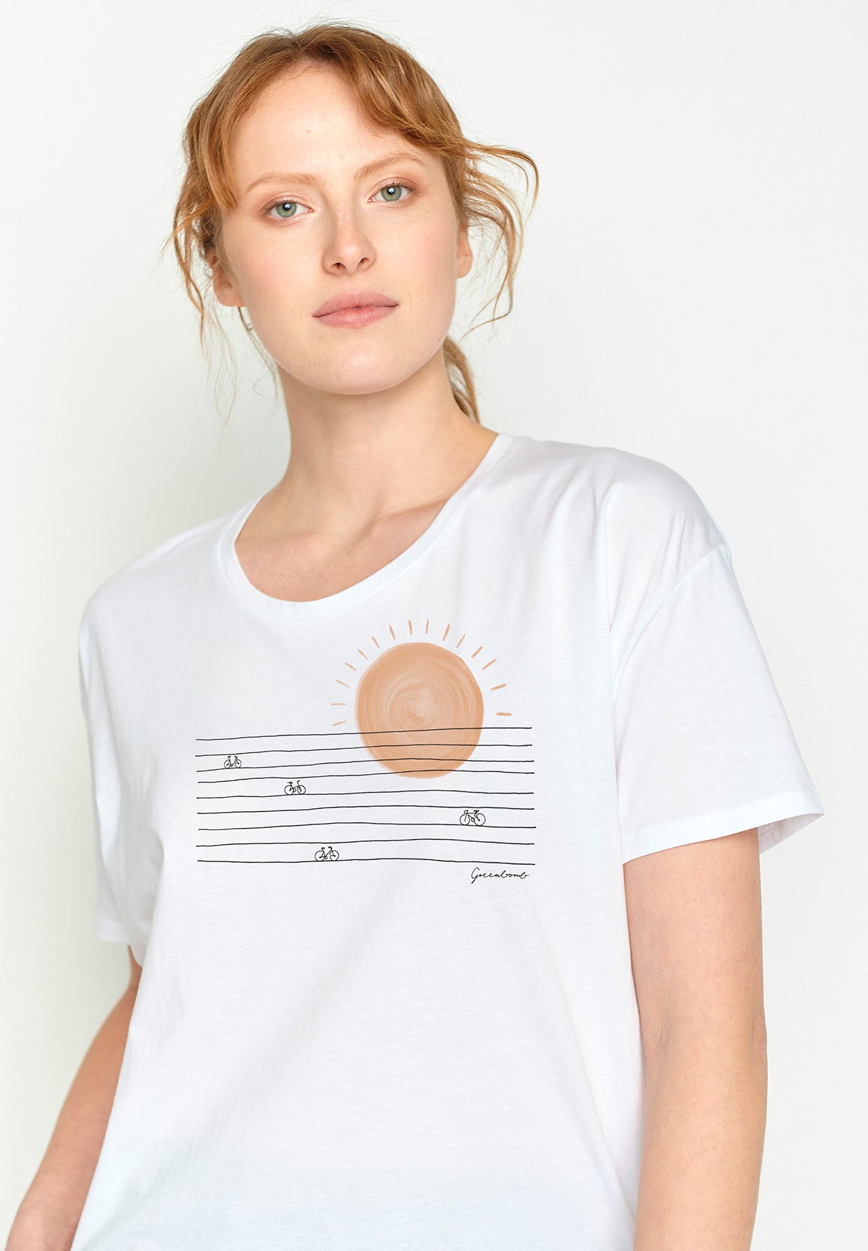 Weiß:  Lässiges T-Shirt aus Bio-Baumwoll Mix für Damen [3037]