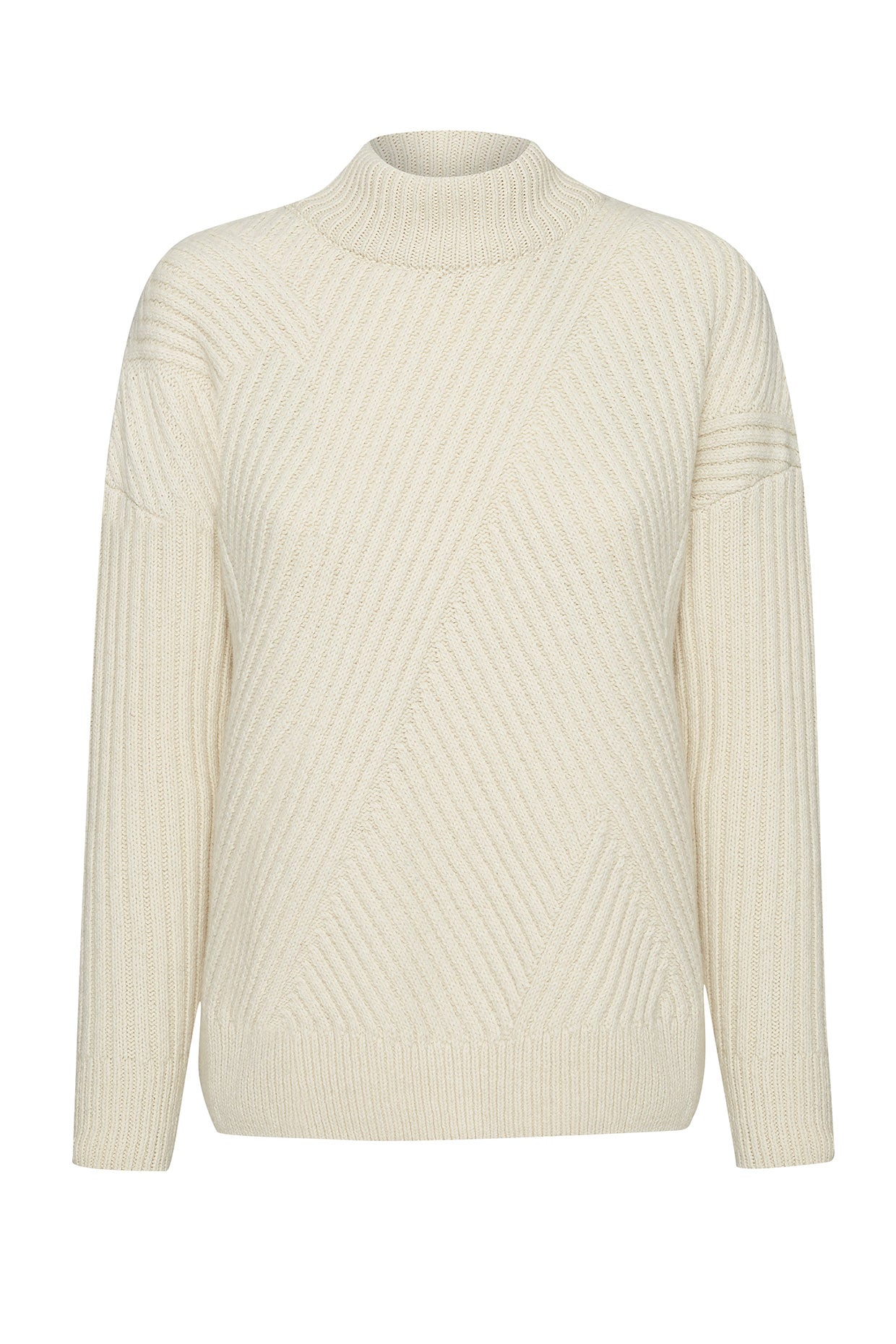 Sand: Gemütlicher Strickpullover aus Woll Mix für Damen [3109]