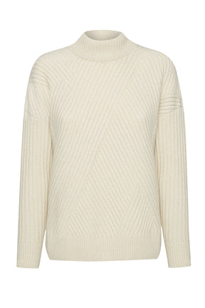 Sand: Gemütlicher Strickpullover aus Woll Mix für Damen [3109]
