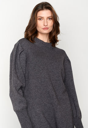 Anthracite: Gemütliches Strickkleid aus Woll Mix für Damen [3121]