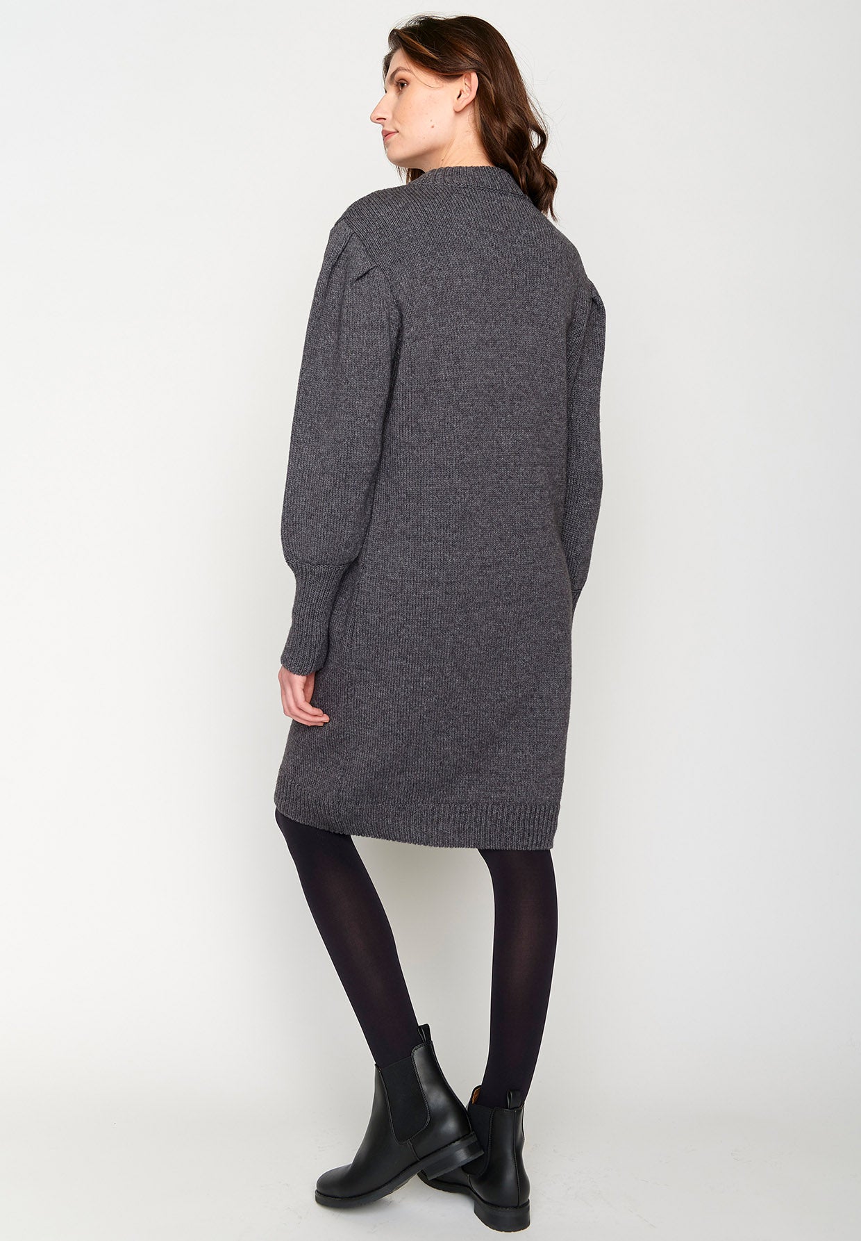 Anthracite: Gemütliches Strickkleid aus Woll Mix für Damen [3122]