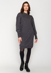 Anthracite: Gemütliches Strickkleid aus Woll Mix für Damen [3123]