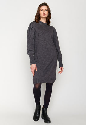 Anthracite: Gemütliches Strickkleid aus Woll Mix für Damen [3123]