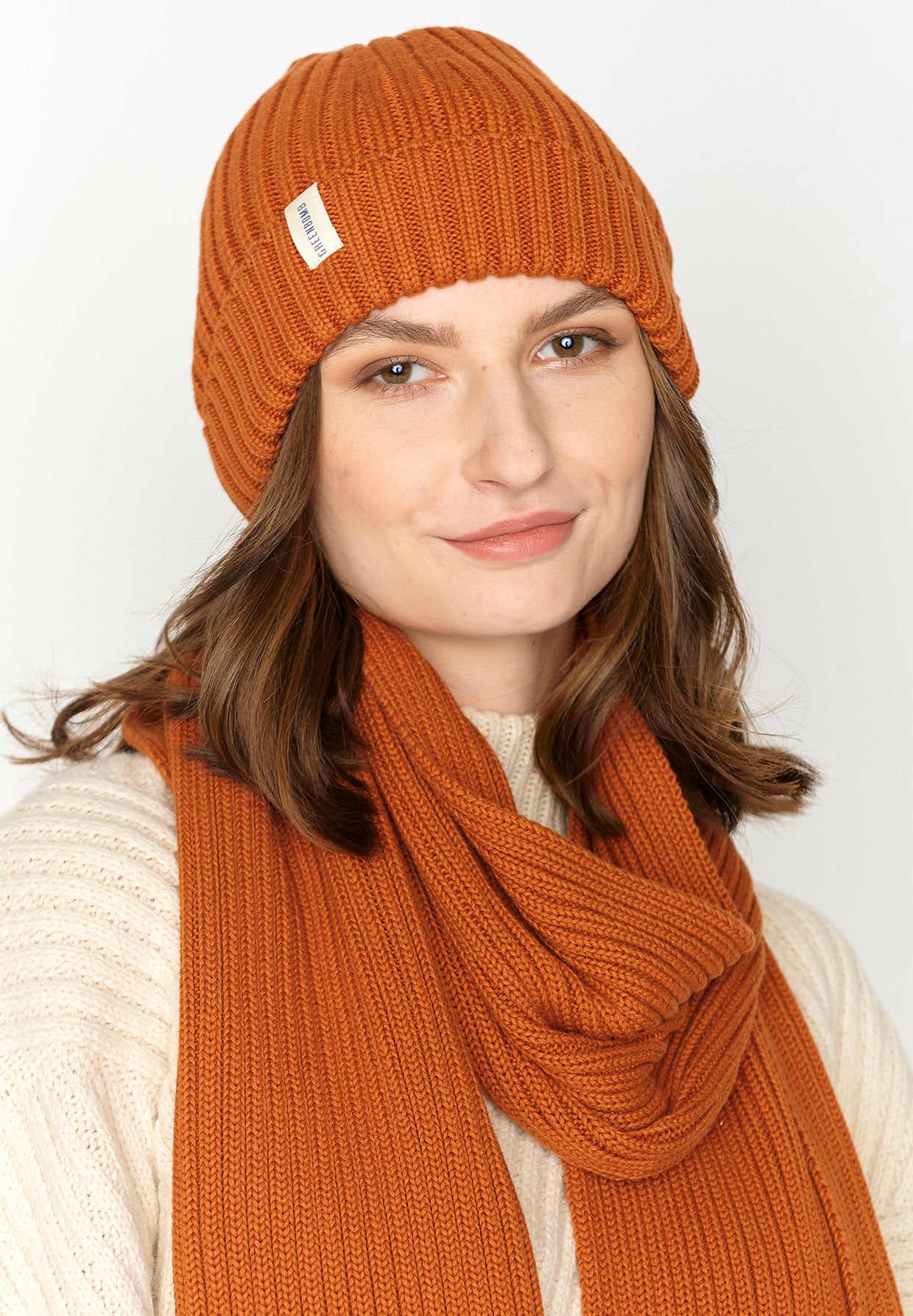 Copper Brown: Warmer Schal aus Bio-Baumwolle für Unisex [3142]