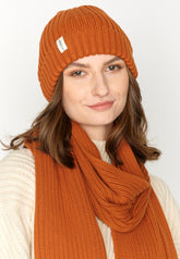 Copper Brown: Warmer Schal aus Bio-Baumwolle für Unisex [3142]