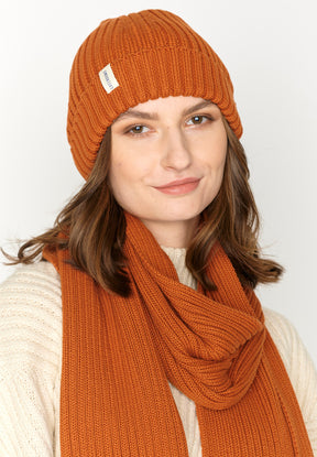 Copper Brown: Warmer Schal aus Bio-Baumwolle für Unisex [3142]