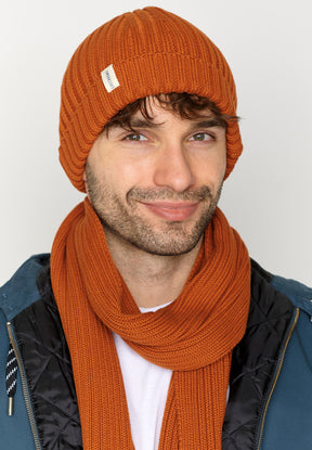 Copper Brown: Warmer Schal aus Bio-Baumwolle für Unisex [3144]