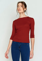 Rot:  Sportliches Longsleeve aus LENZING™ TENCEL™ Mix für Damen [3158]