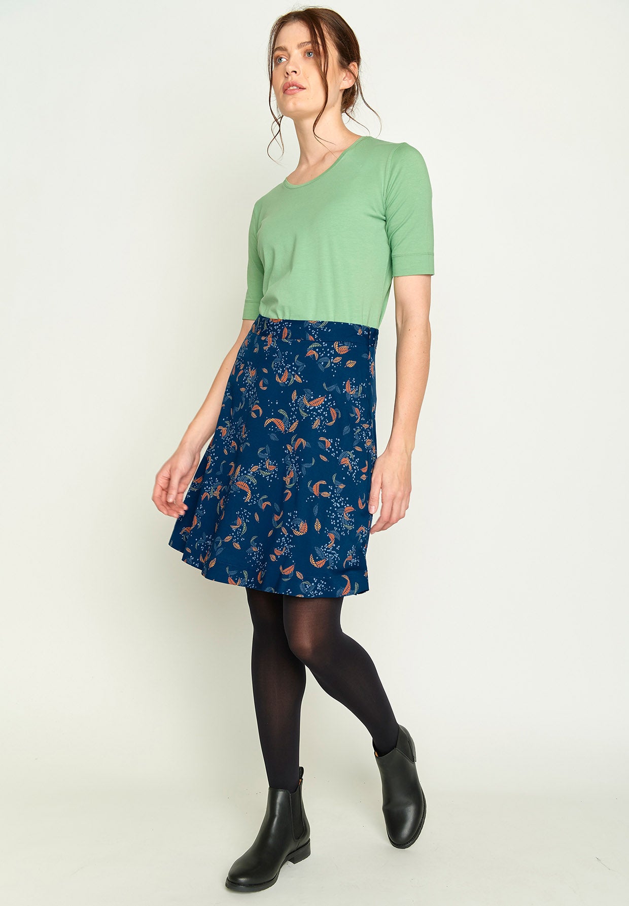 Blau:  Eleganter Rock aus LENZING™ ECOVERO™ Mix für Damen [3286]