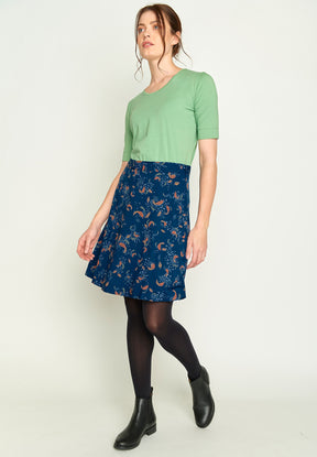 Blau:  Eleganter Rock aus LENZING™ ECOVERO™ Mix für Damen [3286]