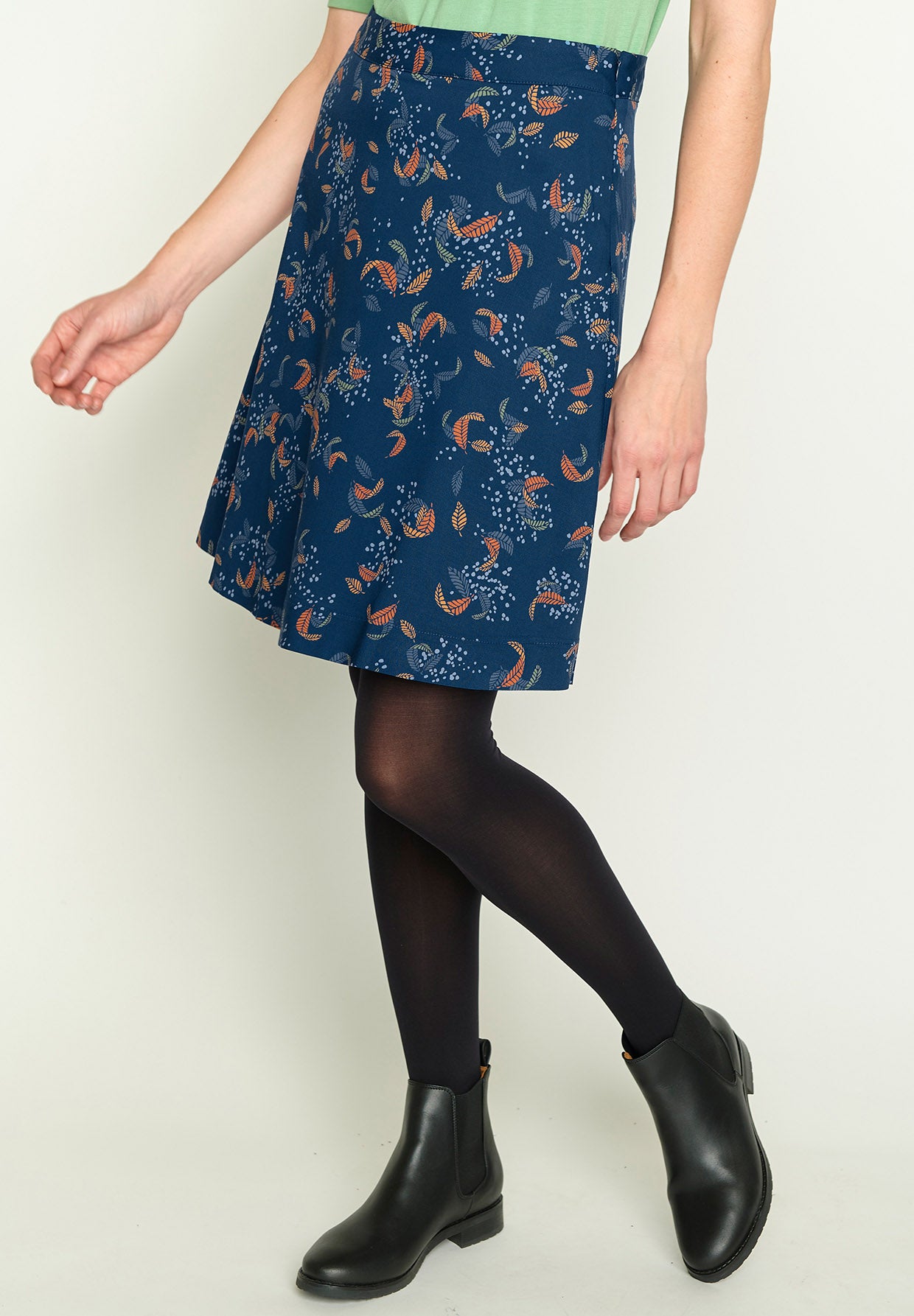 Blau:  Eleganter Rock aus LENZING™ ECOVERO™ Mix für Damen [3288]