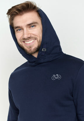 Navy: Kuschliger Hoodie aus Bio-Baumwolle für Herren [3481]