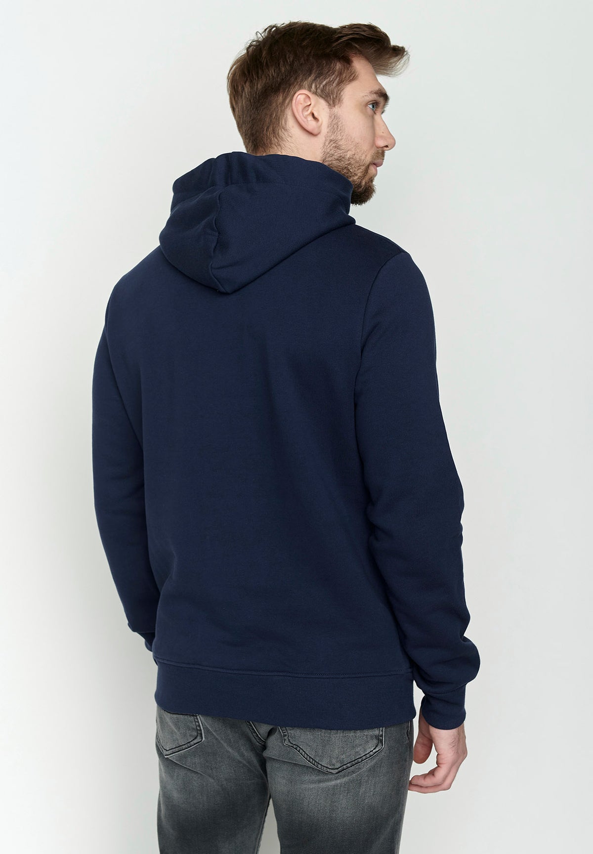 Navy: Kuschliger Hoodie aus Bio-Baumwolle für Herren [3482]