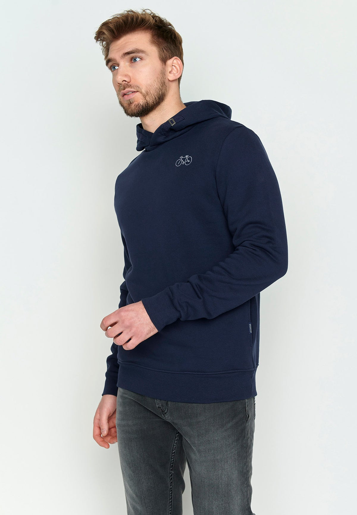 Navy: Kuschliger Hoodie aus Bio-Baumwolle für Herren [3483]