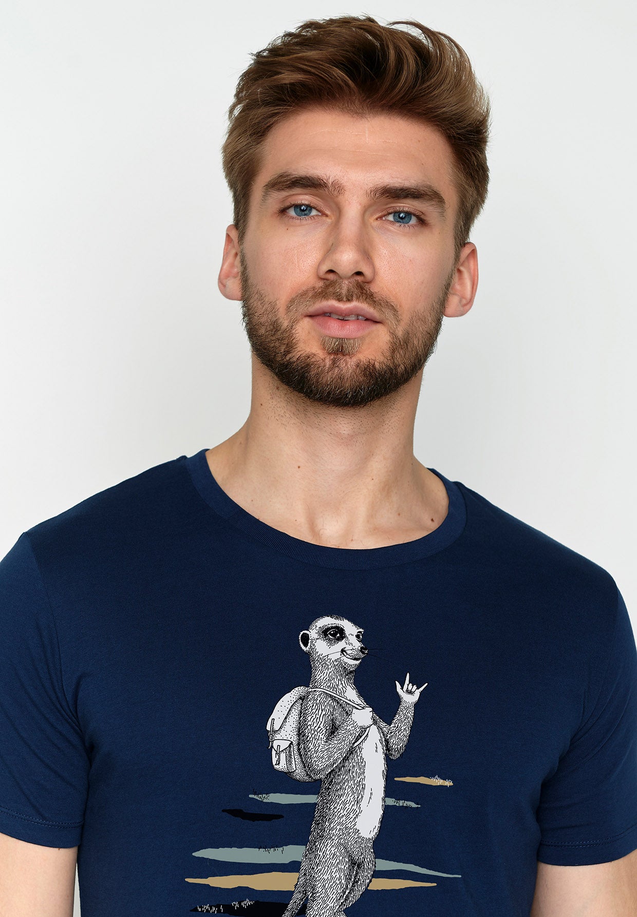 Navy: Sportliches T-Shirt aus Bio-Baumwolle für Herren [3491]