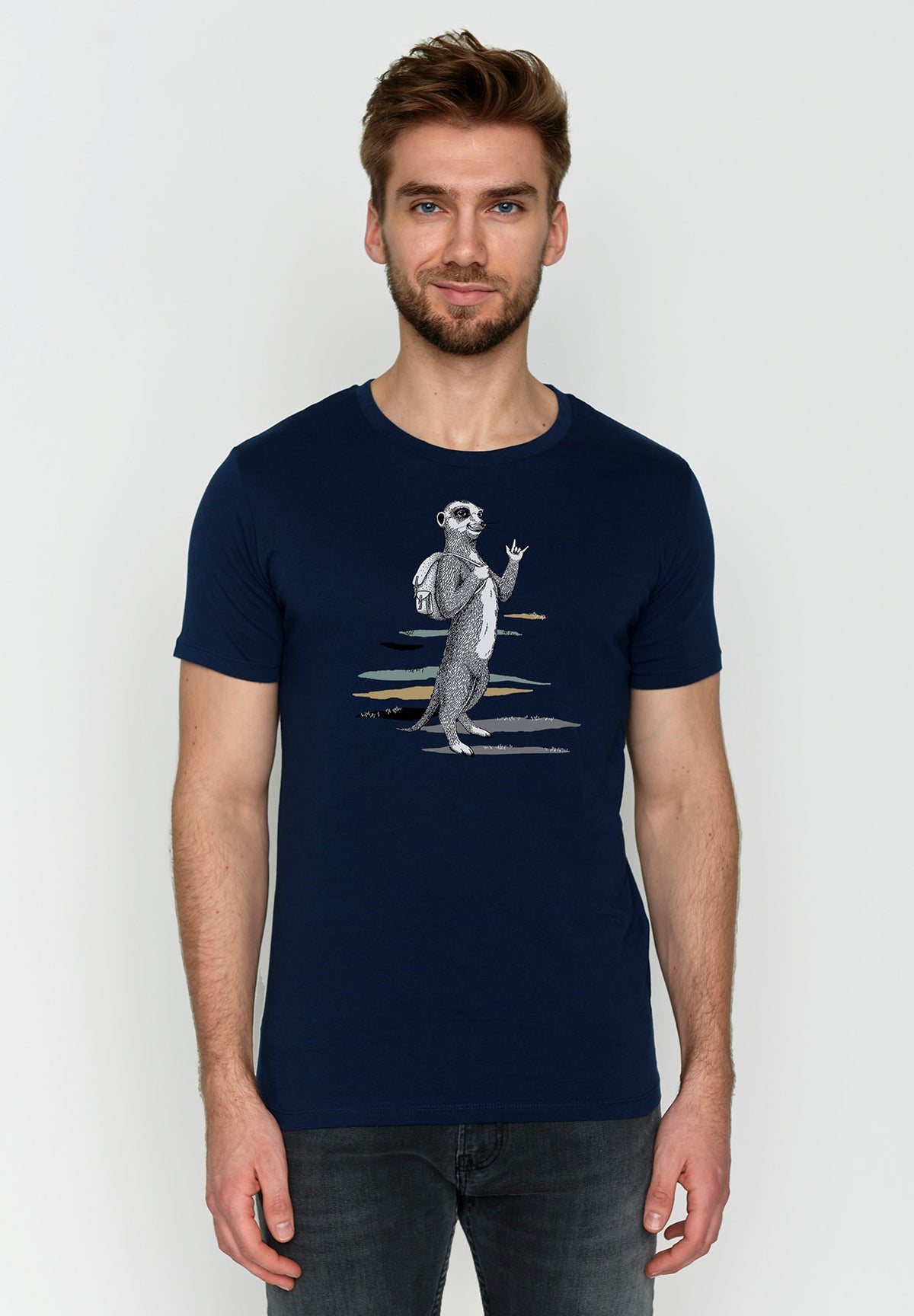 Navy: Sportliches T-Shirt aus Bio-Baumwolle für Herren [3493]