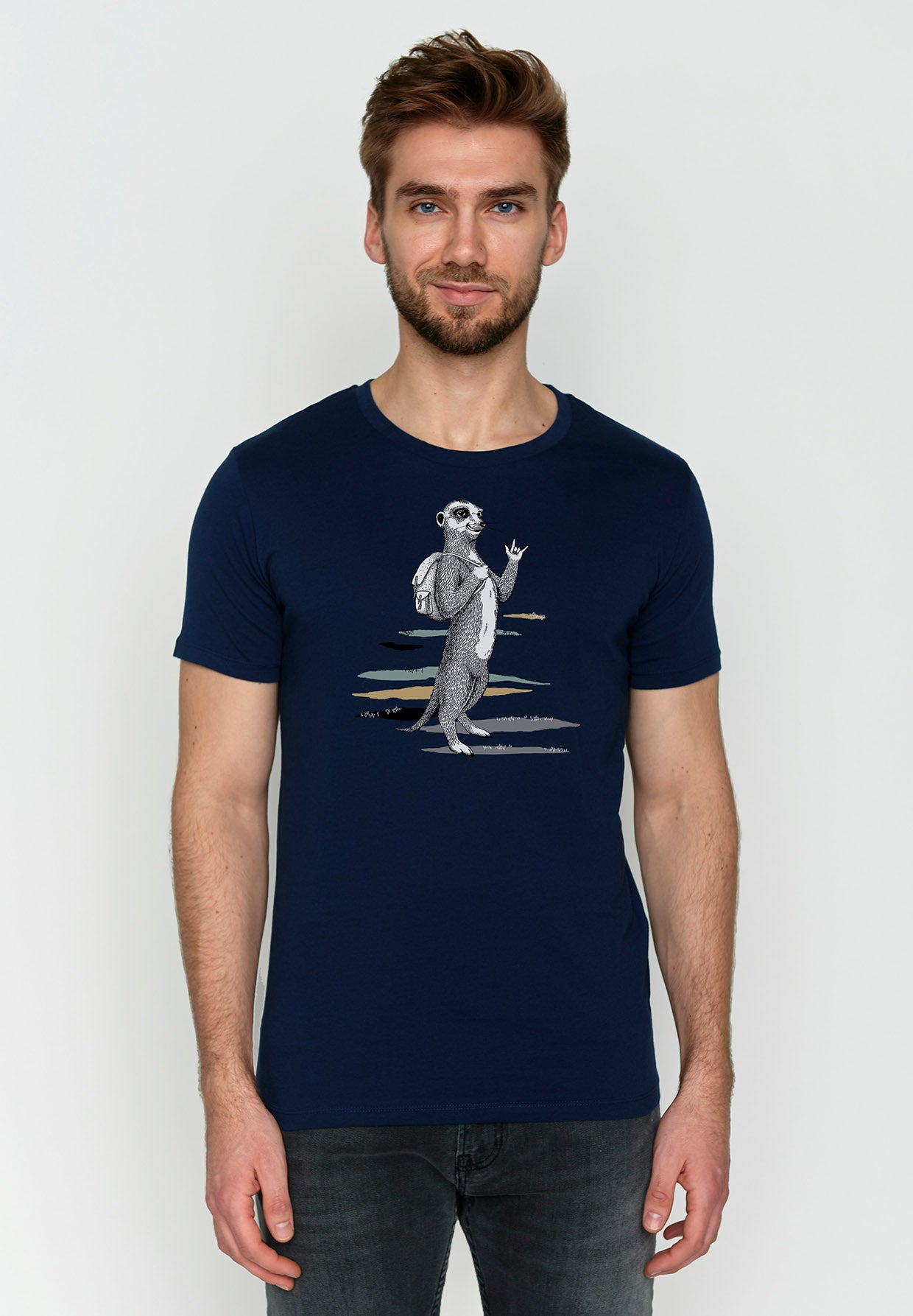 Navy: Sportliches T-Shirt aus Bio-Baumwolle für Herren [3493]