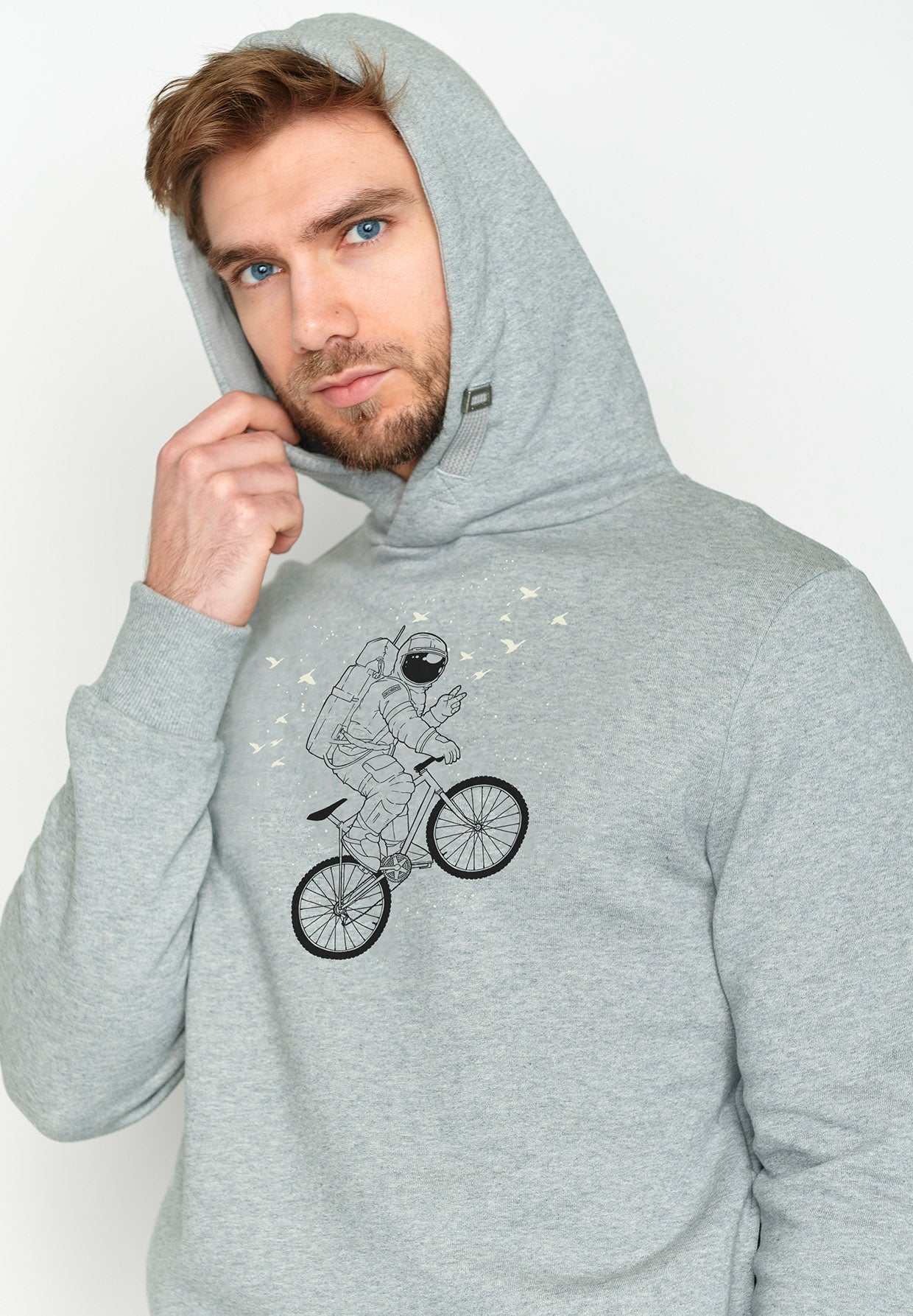 Heather Grey: Kuschliger Hoodie aus Bio-Baumwolle für Herren [3593]