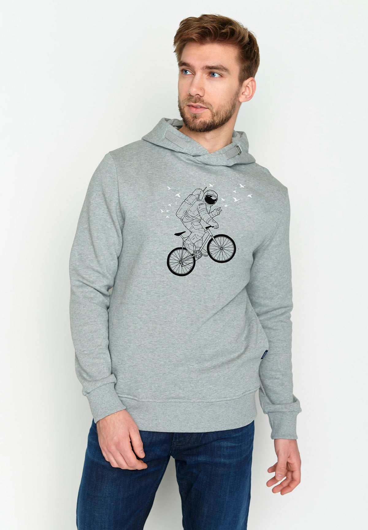 Heather Grey: Kuschliger Hoodie aus Bio-Baumwolle für Herren [3595]