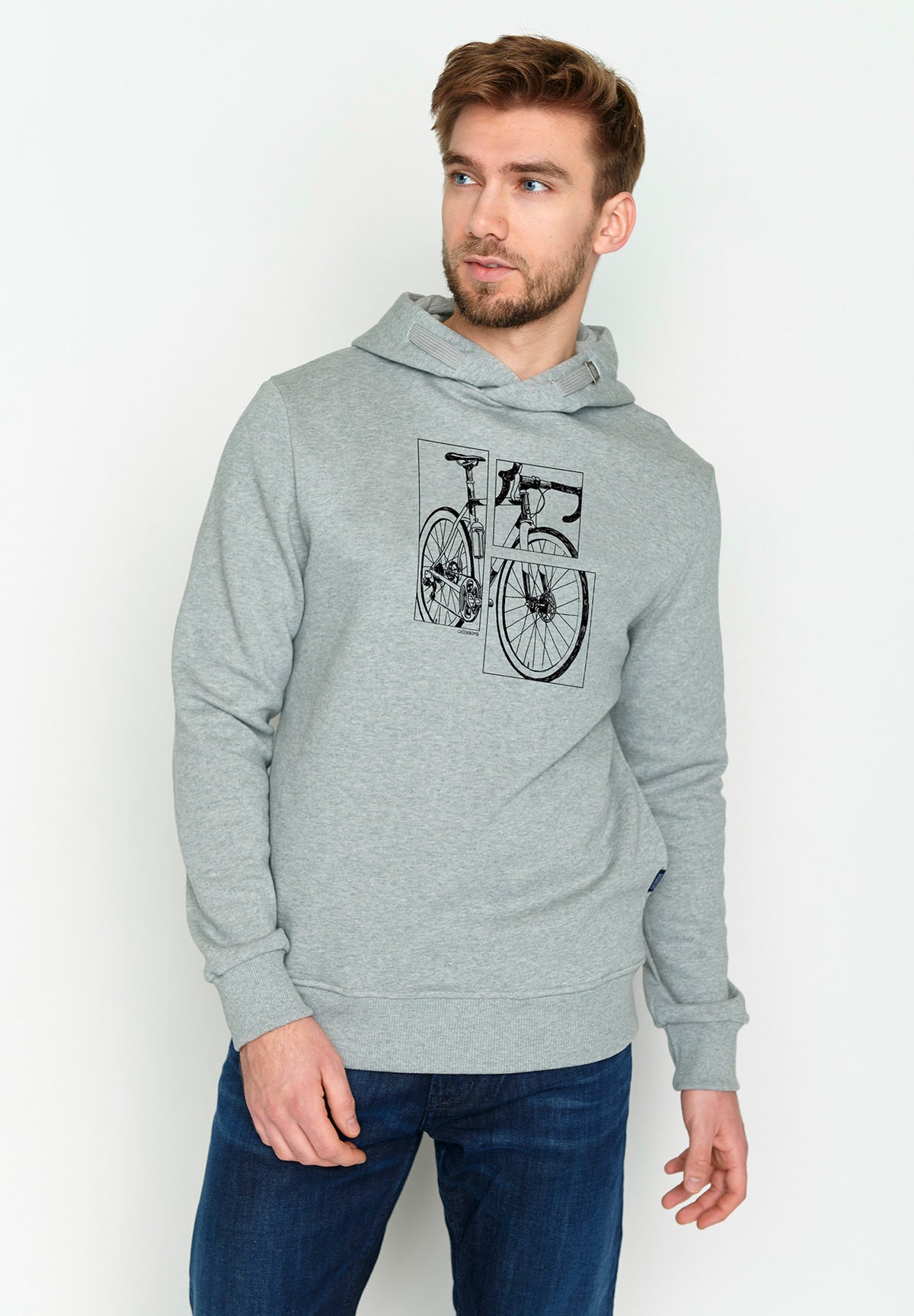 Heather Grey: Kuschliger Hoodie aus Bio-Baumwolle für Herren [3615]