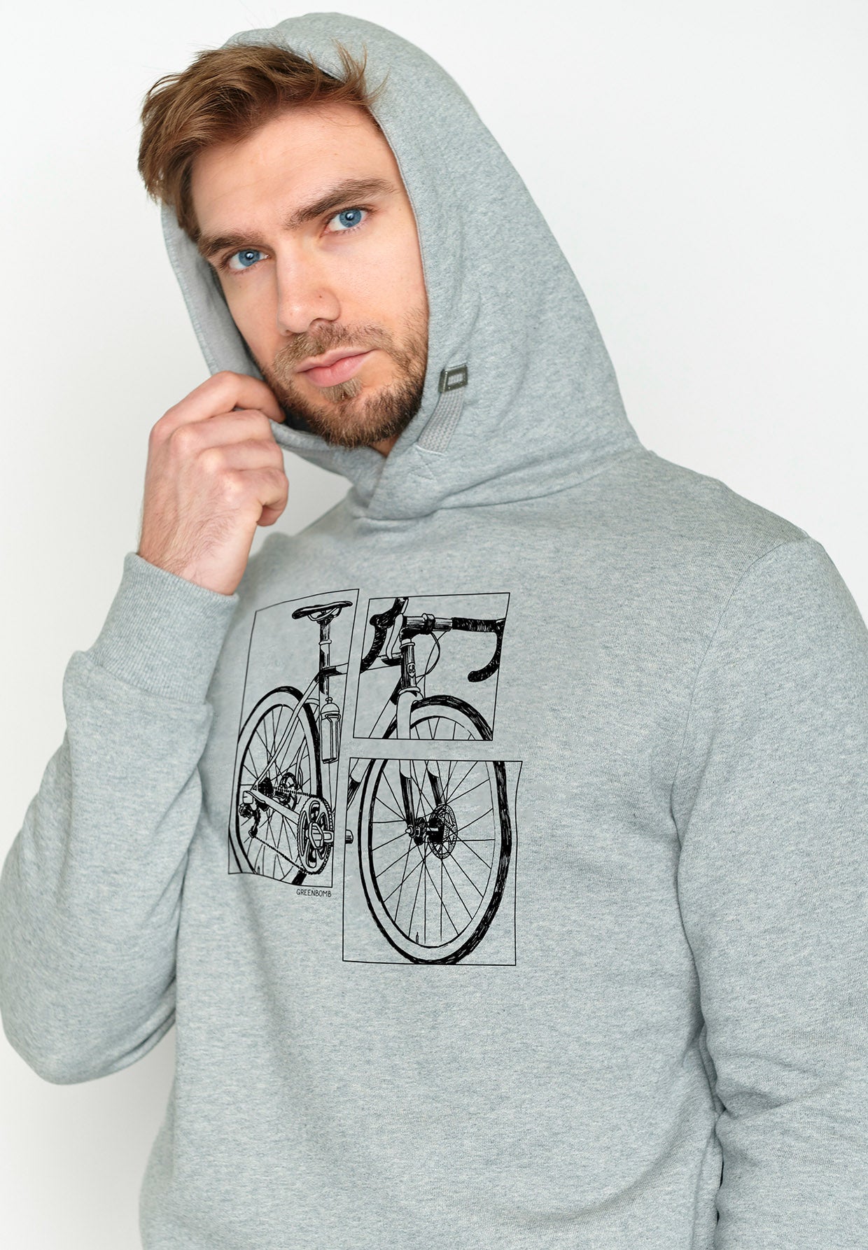 Heather Grey: Kuschliger Hoodie aus Bio-Baumwolle für Herren [3617]