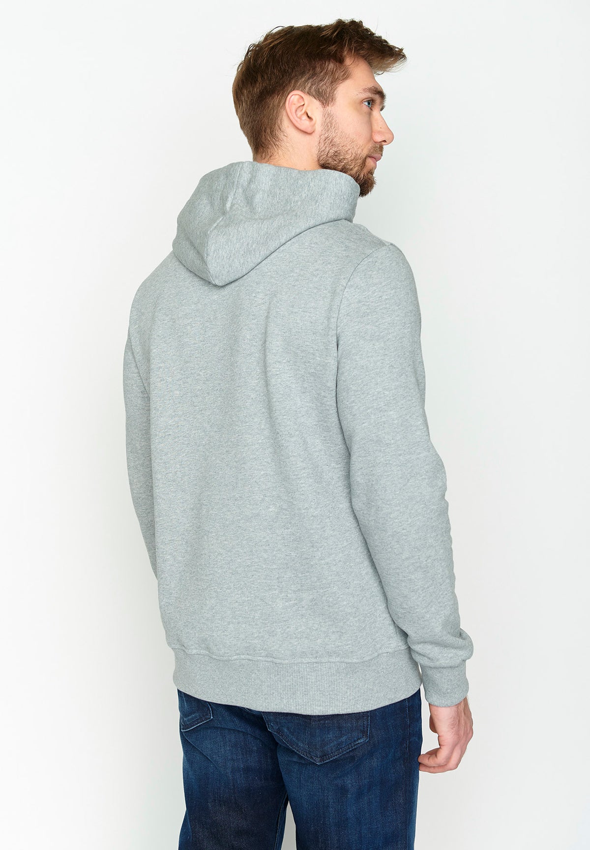 Heather Grey: Kuschliger Hoodie aus Bio-Baumwolle für Herren [3618]