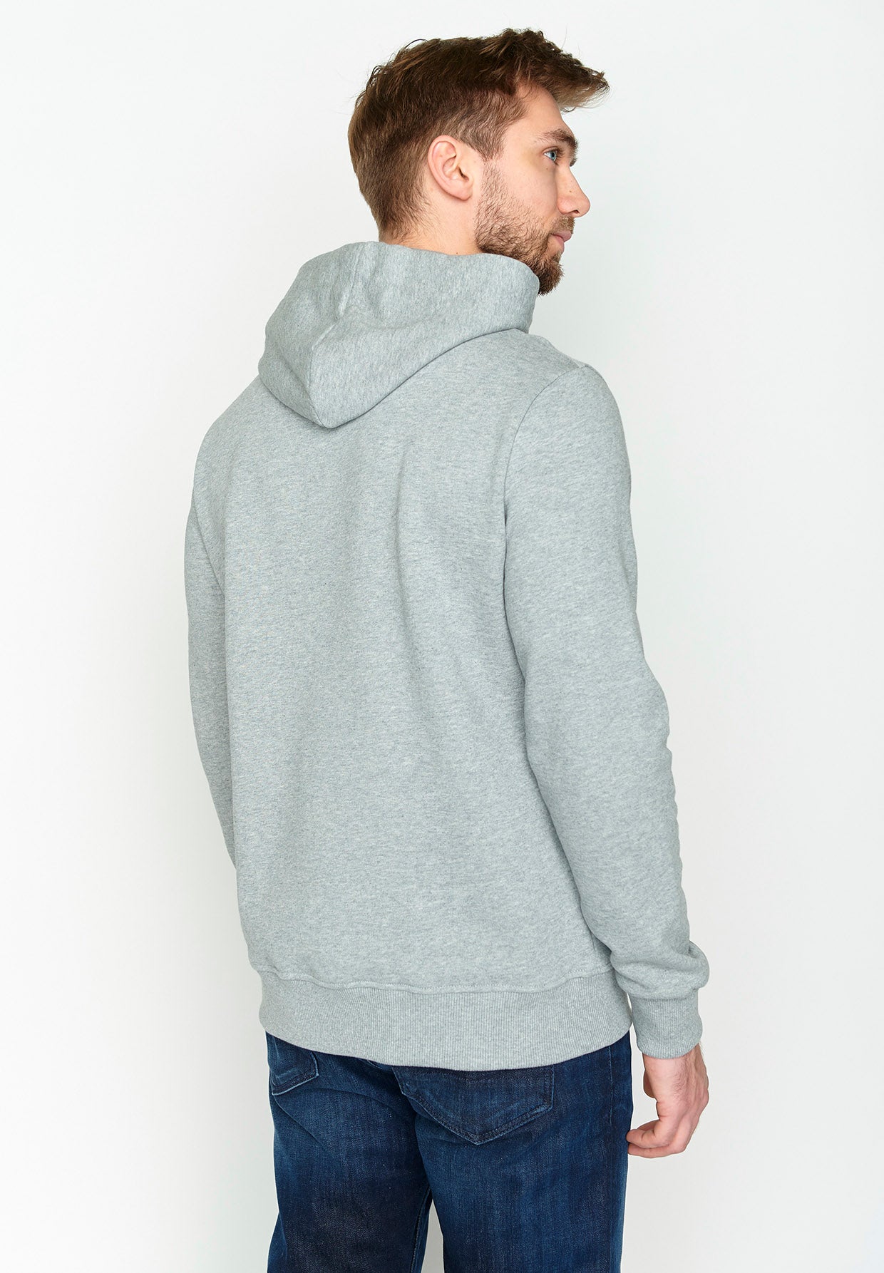 Heather Grey: Kuschliger Hoodie aus Bio-Baumwolle für Herren [3618]