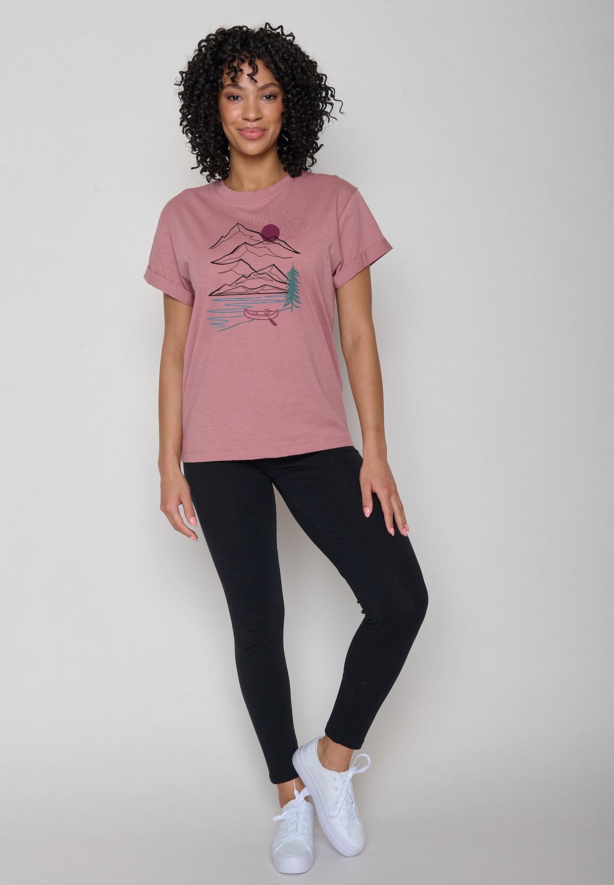 Rosa Lässiges T-Shirt aus Bio-Baumwolle für Damen (3)