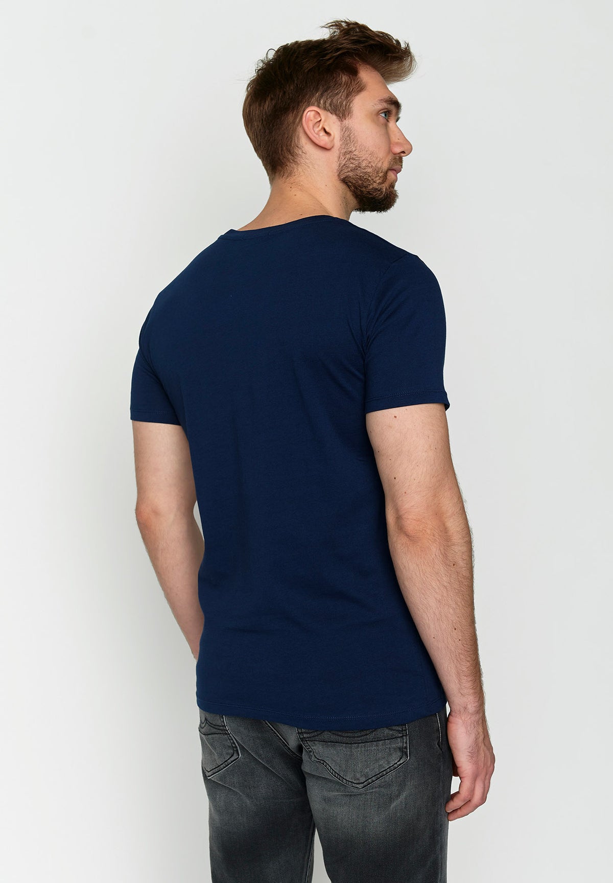 Navy: Sportliches T-Shirt aus Bio-Baumwolle für Herren [3626]