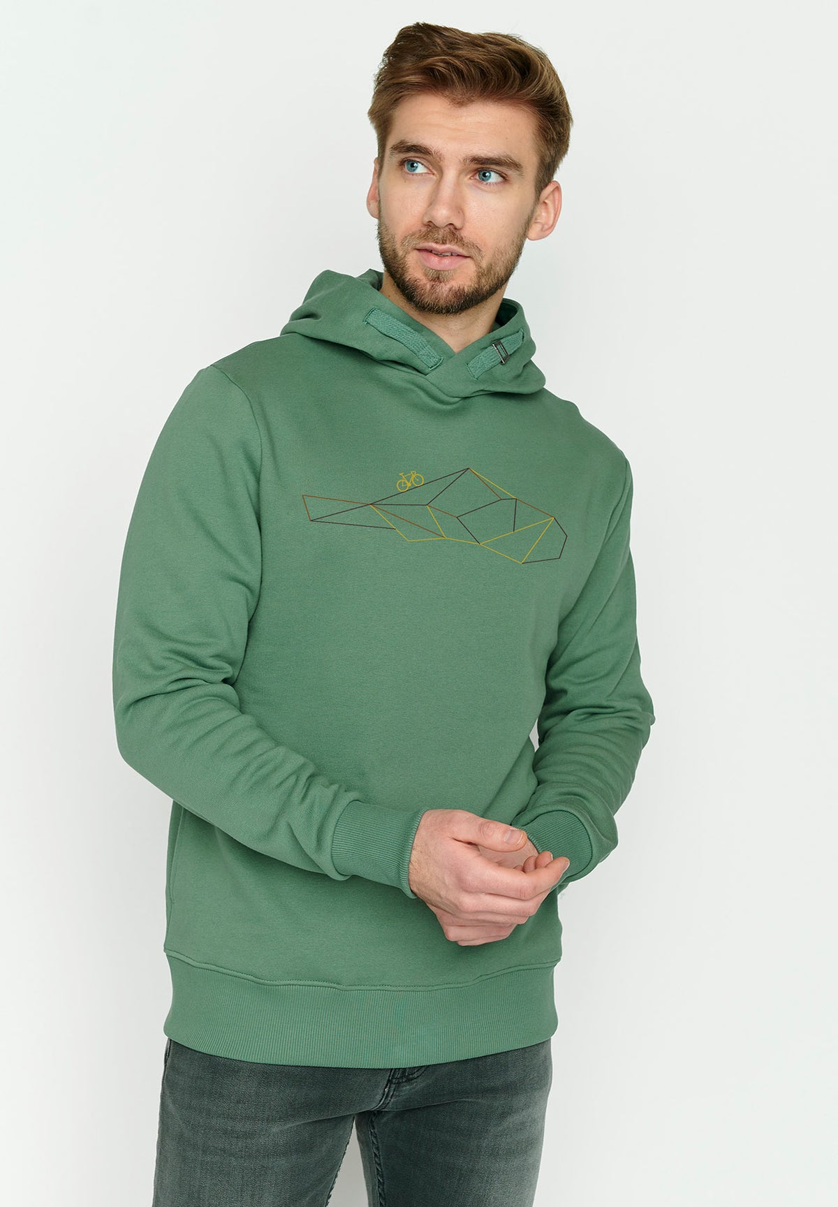 Smoke Green: Kuschliger Hoodie aus Bio-Baumwolle für Herren [3677]