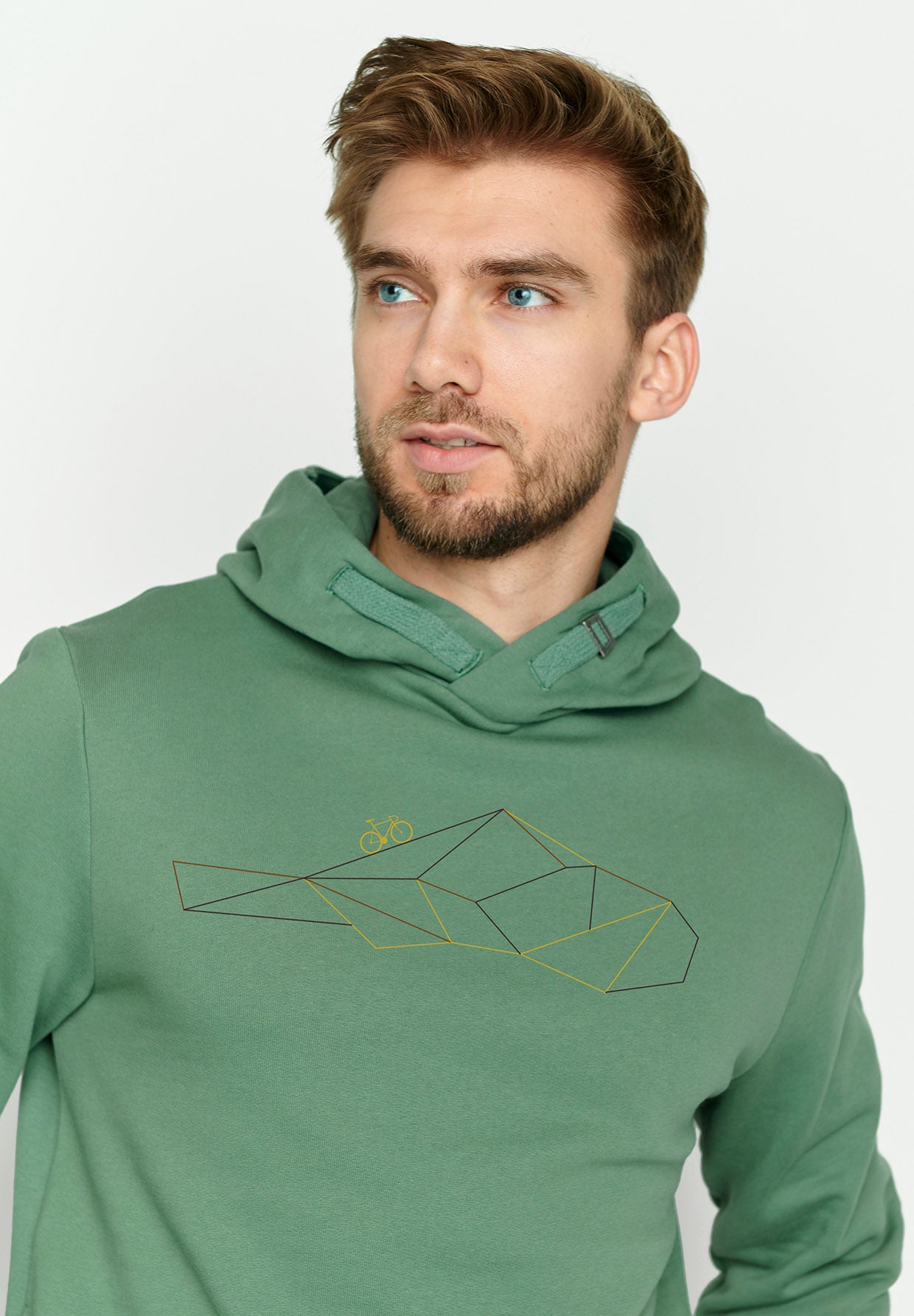Smoke Green: Kuschliger Hoodie aus Bio-Baumwolle für Herren [3679]